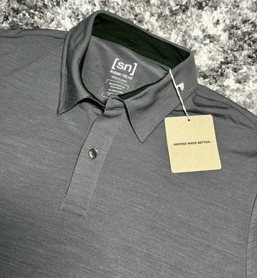 NWT! Super.Natural Wool Blend Technical Performance Polo Shirt-Gray-Men s M