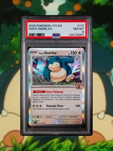 2025 POKEMON SV09: JOURNEY TOGETHER HOP'S SNORLAX RARE HOLO PSA 8 117/159