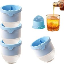 4x Ice Ball Maker Large Ice Cube Mold Silicone Sphere Mould for Whiskey Cocktail