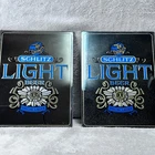 Vintage Schlitz Light Beer Mirror Signs Lot of 2 Bar Man Cave Decor Breweriana