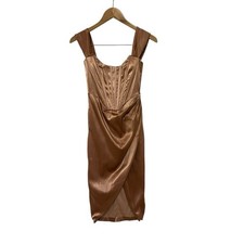 House of CB Melinda Champagne Satin Corset Dress S