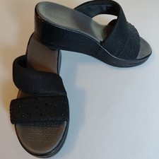 Bzees Riviera Bright Machine Washable Wedge Sparkle Slip On Slide Sandals 9M