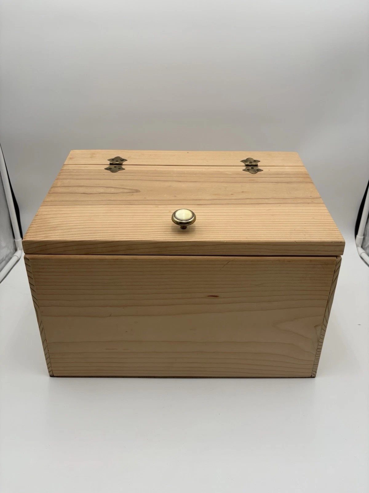 Vtg Unfinished Wood Cottage Core Breadbox