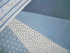 LECIEN  QUALITY JAPANESE QUILTING CRAFT COTTON FABRIC  F/Q  WHITE  BLUE  FLORAL