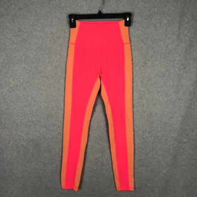 Wilo The Label Leggings Women XS Pink Peach Ribbed Contrast 7/8 Yoga Active READ