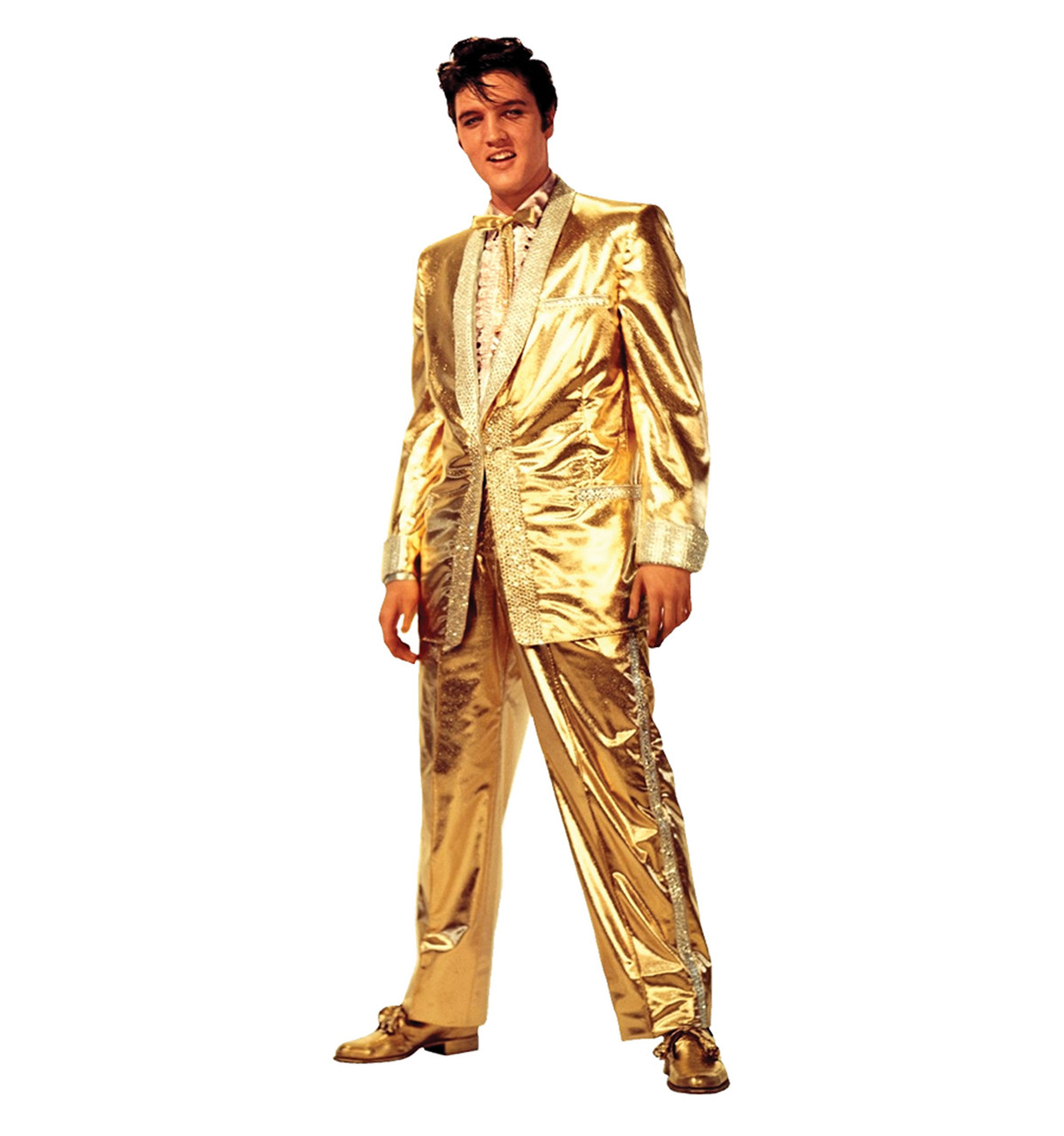 ELVIS PRESLEY-GOLD SUIT-LIFE SIZE STAND UP FIGURE MUSIC KING OF POP PARTY DECOR