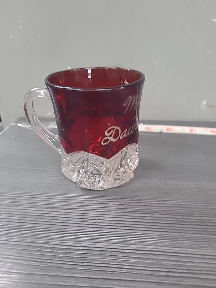 vintage ruby stained cup 1904 DAWSON SPRINGS, KENTUCKY EAPG CHURCH WINDOWS GLASS - Image 4 of 4