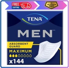 TENA Incontinence Guards for Men, Maximum Absorbency, 144 Count