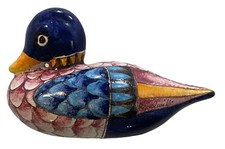 Ceramic Pottery Duck Figurine Mid Century Modern Hand Painted VNTG 7  L x 4  T