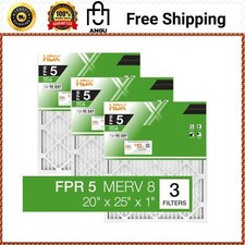 20 x 25 x 1 Standard Pleated Air Filter FPR 5, 3-Pack, Air Filters Replacement