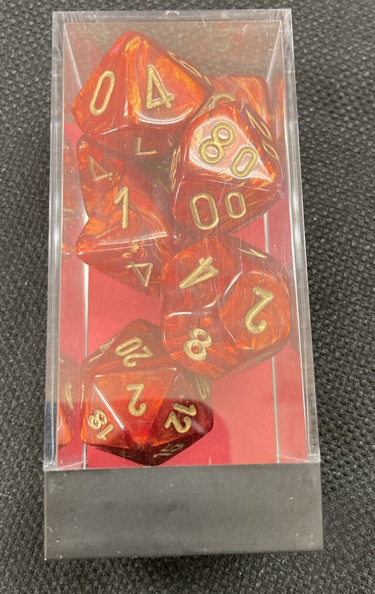 ちぇっく Chessex Dice CHX22414 Mega-hedral Scarab Scarlet / Gold 7-Die Set