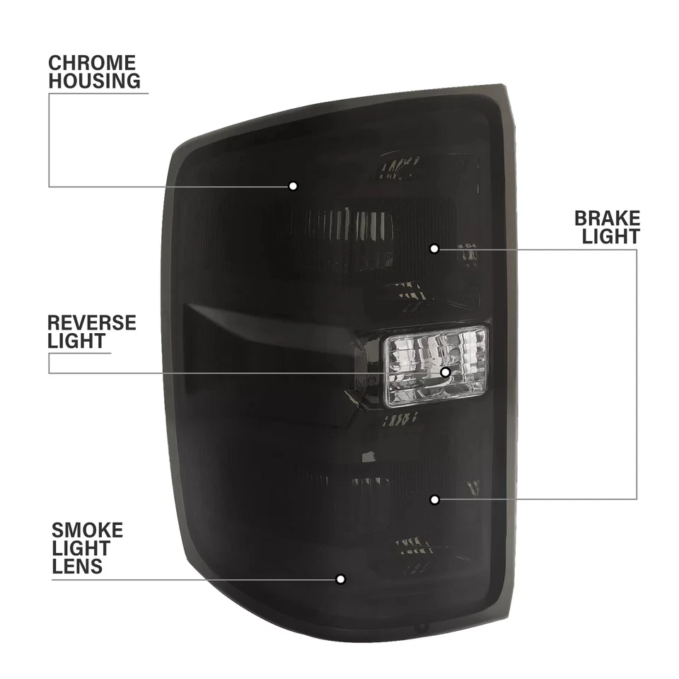 Black Brake Tail Light Assembly For Chevy Silverado 1500 2500 3500 2014-2019 - Image 2 of 4