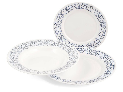 BORMIOLI ROCCO Servizio 18 piatti toledo in vetro opale decoro blu - Foto 3 di 6