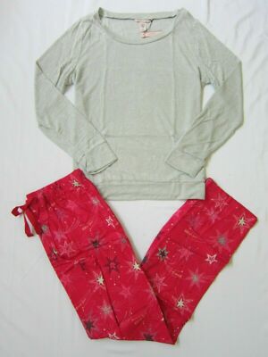 Victoria Secret Flannel Lounge PJ Pajama Set M S XS pant long sleeve women's NWT