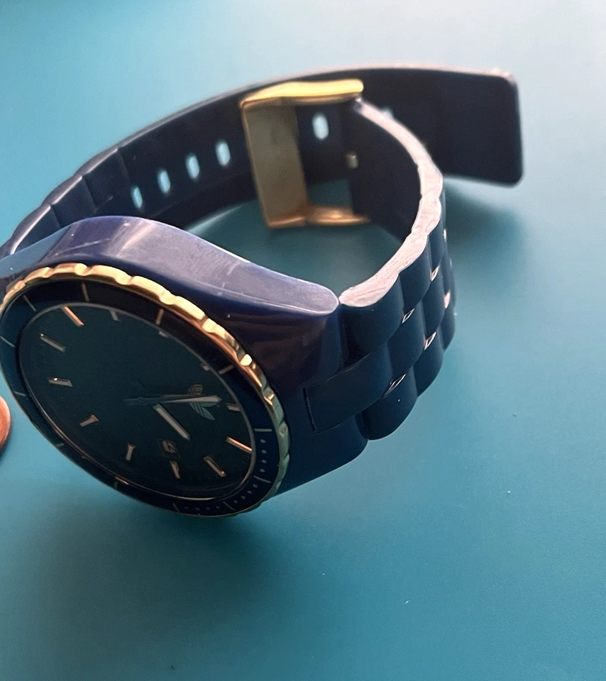 Adidas Originals ADH2026 Blue Dial Watch With Gold-tone Bezel And Blue Strap - Image 3 of 4
