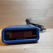 Vintage Spartacus Travel Alarm Clock Model 1278 Retro Teal Pink Purple 1990s