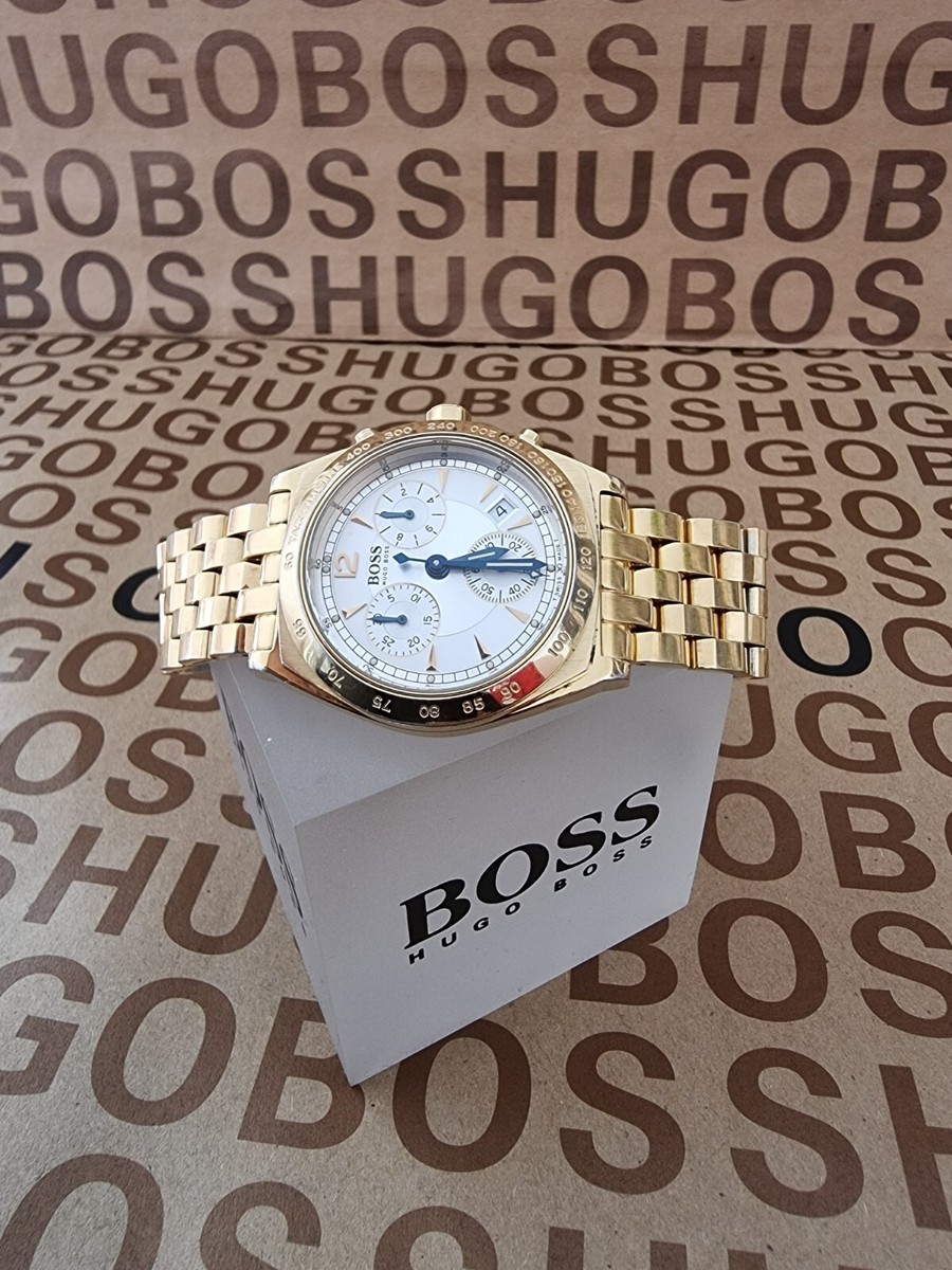 Hugo Boss rare mens swiss made Gold metropolis pilot chronograph watch 1120  £995