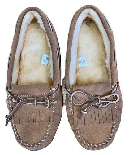 LL BEAN Mens Brown Suede Shearling 