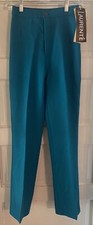 70's NWT Laurente Polyester Pants Teal Turquoise Vtg sz 10 tag, 25.5 W x 30" L