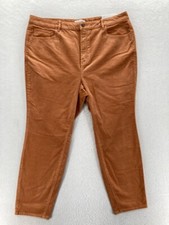 LOFT Women's 34 Curvy Fit Skinny Leg Pants Brown Soft Corduroy High Rise NWT