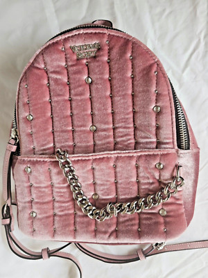 Victoria s Secrets kleiner eleganter rosa Rucksack aus Samt und Leder | Tasche