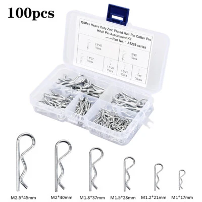 100pcs R Clips for Securing Clevis Pins Bright Zinc Plated Retaining Split Pins