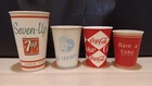 4 Vintage Wax Paper Cups Seven Up 7 up Have A Coke Coca-Cola UNC Tar Heels