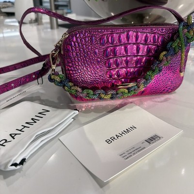 Brahmin Purse Danica Messenger  Violet Melbourne W Upgraded Crystal Strap