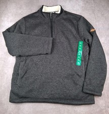 Orvis Sweater Mens XL Grey Sherpa Fleece 1/4 Zip Pullover Fleece Pockets NEW