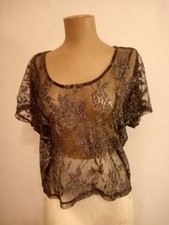 Vintage Elegant Cheer Black Lace Black Blouse Transparent By Cuscaus S