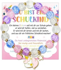 Einschulung Geschenk, Armband Schulkind M&auml;dchen, Schulanfang Geschenke Einhorn