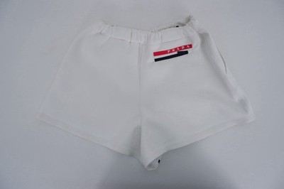 Prada Damen Double Jersey Neopren Shorts Größe M weiß Logodruck $ 1290