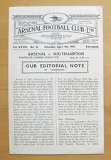 ARSENAL v SOUTHAMPTON Reserves Comb Cup 1946/1947 *VG Cond Football Programme*