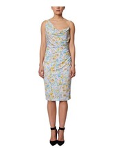 LAUNDRY Womens Purple Asymmetrical Cowlneck Sleeveless Midi Body Con Dress 2