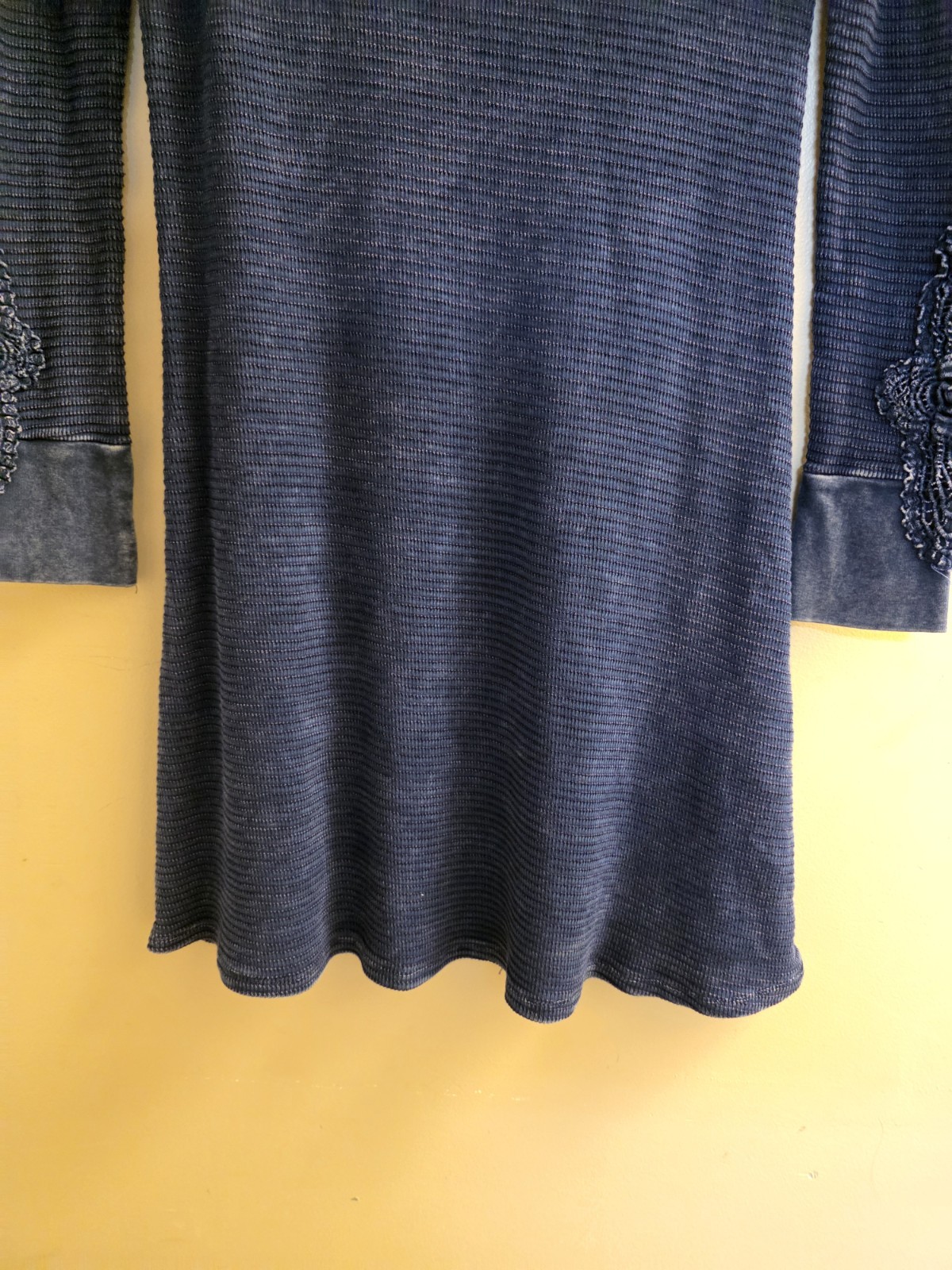 ABLE Navy Blue Thermal Waffle Knit Dress Sz Medium