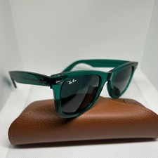 NEW Ray-Ban RB2140 Wayfarer Sunglasses 6615/B1 Green on Transparent Dark Grey...