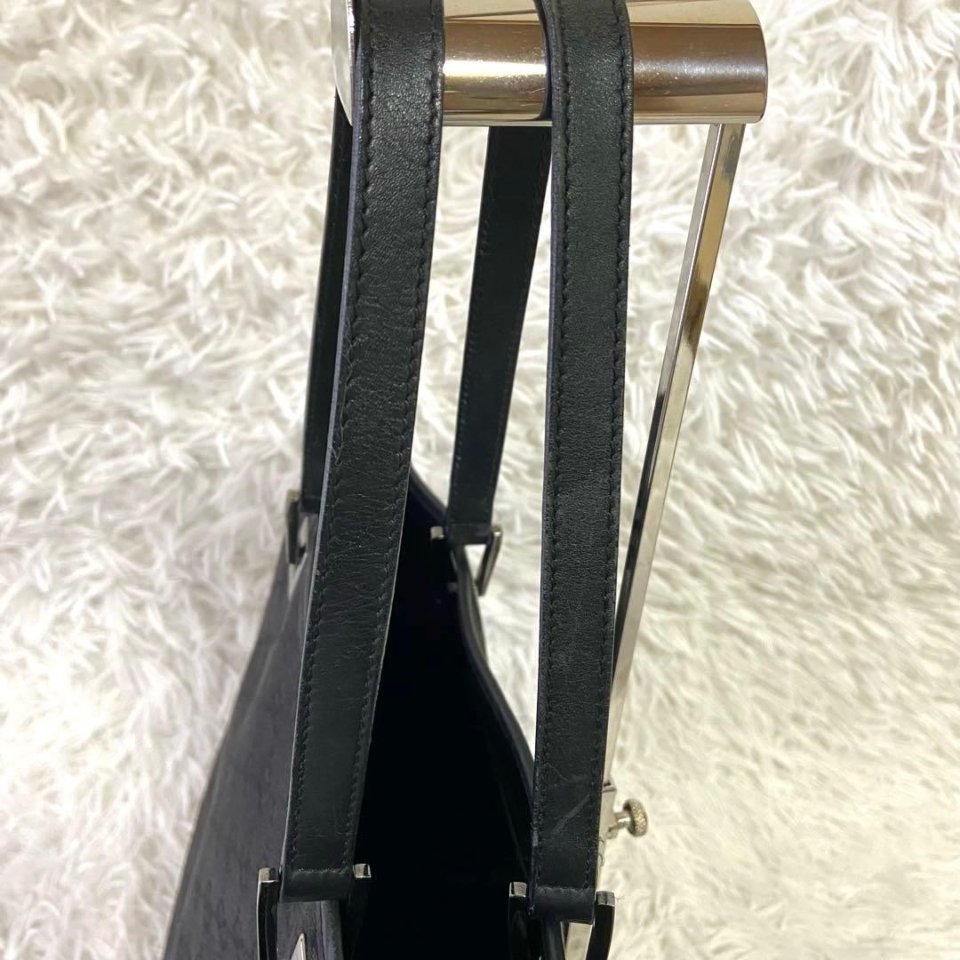 Gucci Vintage GG Canvas Bucket Bag Unisex Black Large Capacity Leather thumbnail 7