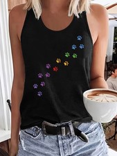 Women Summer Sleeveless Tank Top Casual Graphic Printed Vest Shirt Pullover