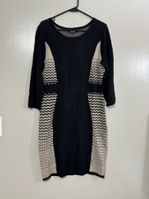 Nine West Womens L Dress Black With Squares Sweater Dress.    C6