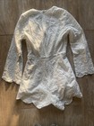 Revolve Lioness Crochet Eyelet Lace White Bell Sleeve Romper Playsuit XS — photo 6