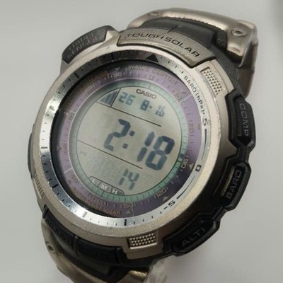 CASIO PRO TREK PRW-1300TJ Solar Radio Black Wristwatch Triple Sensor Men
