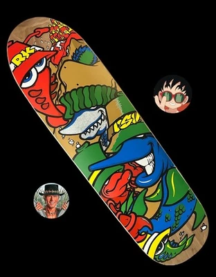 SIGNED Ron Knigge New Deal Deep Sea Vandals Skateboard Deck Screened Fish NEW