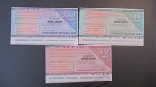 Niemiecki czek podróżny 50 100 500 DM SPECIMEN unc.,