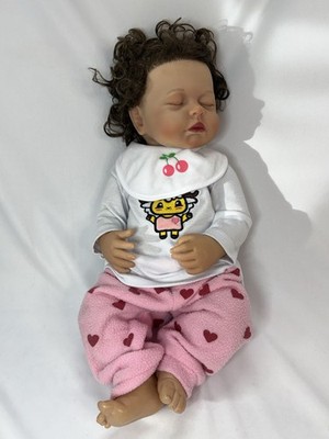 Full Body Soft Vinyl Silicone Reborn Baby Doll Realistic Newborn Doll Curly Hair