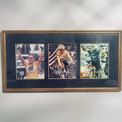 Lot Of 3 Lance Armstrong Autographed Cycling Framed Pictures W/ COA!