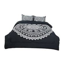3-Piece Bohemian Black Comforter Sets - 3D Printed Bohemia Themed - All Queen