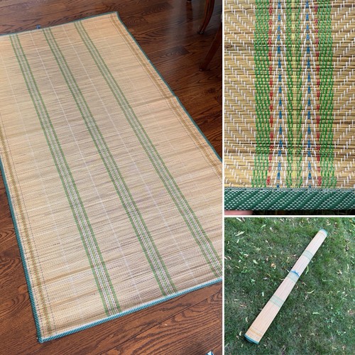 Vintage Reed Mat Natural Woven Outdoor Camp Picnic Beach Concert Park Yoga