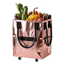 Large Rolling Tote Bag with Wheels and Handle, Reusable Grocery Shopping Bag,...