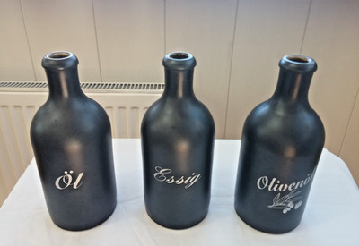 3 MKM Keramikflaschen, als Deco, Vorrat etc. Ø, Höhe s. Fotos, 0,5 l #j388