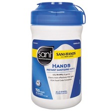 Sani Professional P43572CT Instant Sanitizing Wipes - Unscented/Wht (12/CT) New